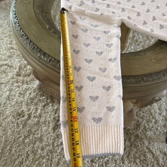 Splendid Hazel Hearts V-Neck Knit Sweater Ivory w/ Metallic Silver Hearts Size L - Picture 8 of 13